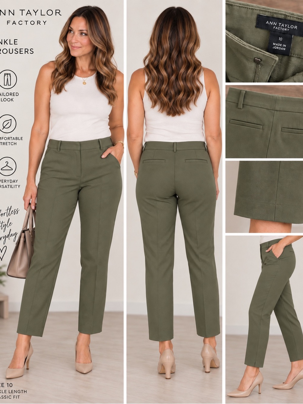 Ann Taylor Factory Olive Ankle Trousers - Women's 10